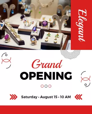 Elegant Jewelry Showcase Grand Opening Poster Template