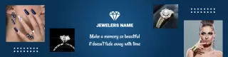 Elegant Jewelry Showcase with Dark Blue Background LinkedIn Banner Template