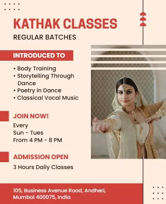 Elegant Kathak Dance Classes Registration Poster Template
