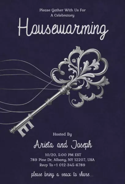Elegant Key Design Housewarming Celebration Invitation Template