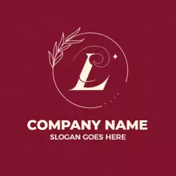 Elegant L Letter Design Framed by Delicate Leaves Logo Template