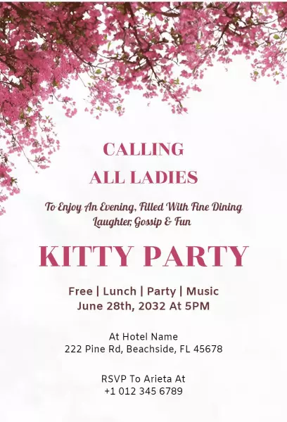 Elegant Ladies Night Fine Dining Kitty Party Invitation Template