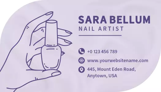 Elegant Lavender Nail Artistry Professional Business Card Template