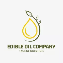 Elegant Leaf and Drop Design for Edible Oil Company Logo Template