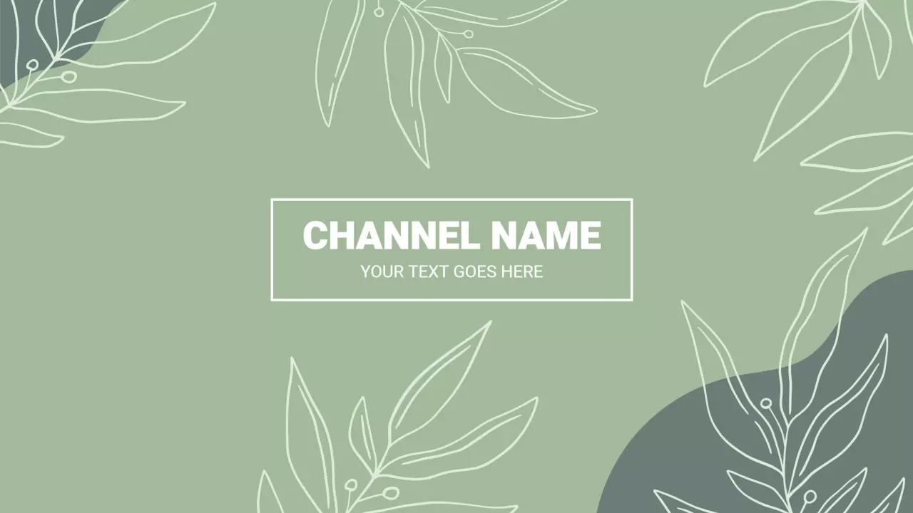 Elegant Leaf Illustrations on Soft Green YouTube Banner Template