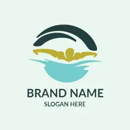 Elegant Light Blue and Green Design for Swimming Pool Logo Template