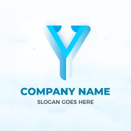 Elegant Light Blue and White Y Letter Design Company Logo Template