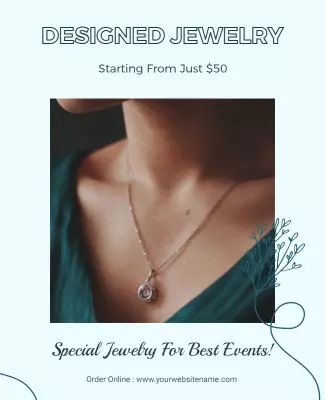 Elegant Light Blue Designed Jewelry Promotion Poster Template