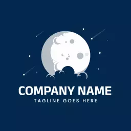 Elegant Light Gray Moon Surrounded by Stars Logo Template