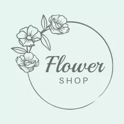 Elegant Light Green Circle Design Featuring Flower Shop Logo Template