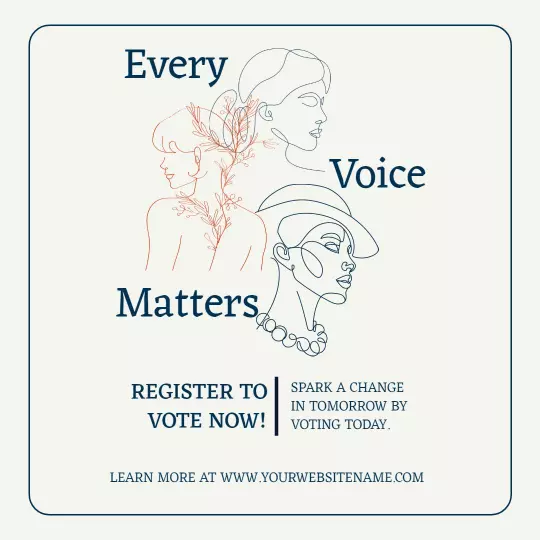 Elegant Line Art for Voter Registration Event Ad Template