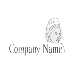 Elegant Line Art Portrait of a Woman with Headwrap Logo Template