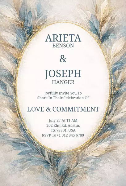 Elegant Love Commitment Wedding Celebration Invitation Template