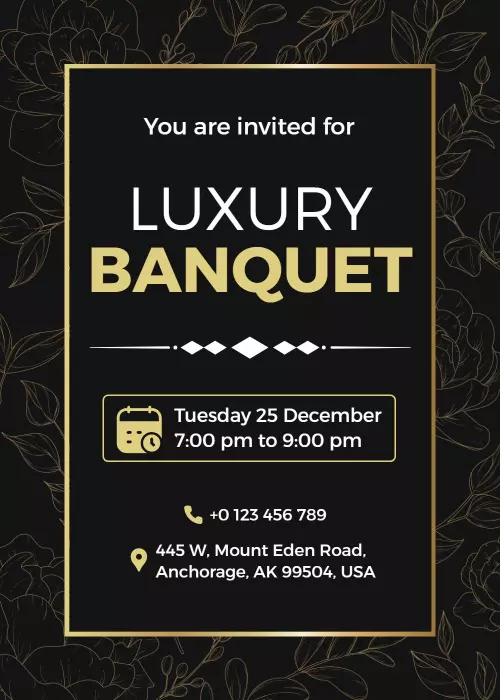 Elegant Luxury Evening Gala Banquet Invitation Template