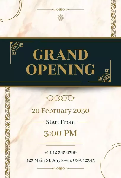Elegant Marble Design Grand Opening Celebration Invitation Template