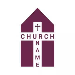 Elegant Maroon Church Design Featuring Cross and Roof Logo Template