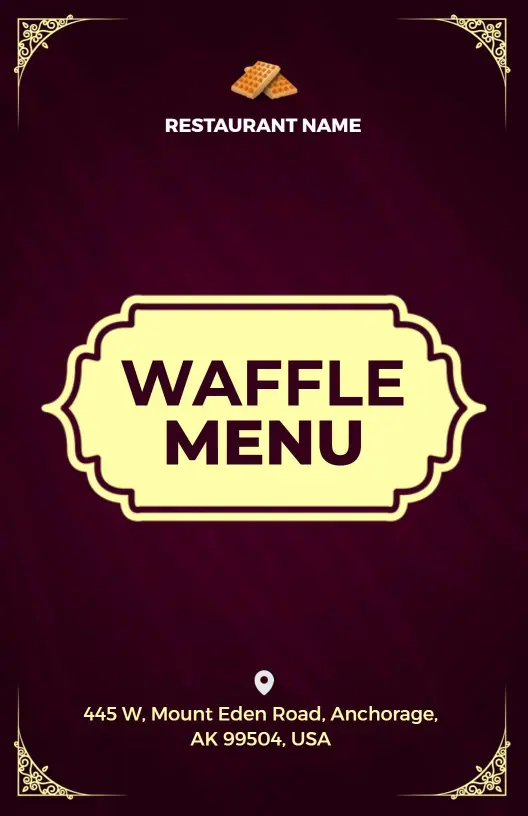Elegant Maroon Dessert Waffle Dining Menu Template