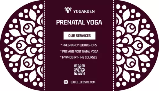 Elegant Maroon Floral Prenatal Yoga Services Business Card Template