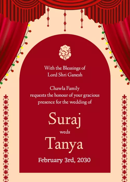 Elegant Maroon Traditional Indian Wedding Invitation Template