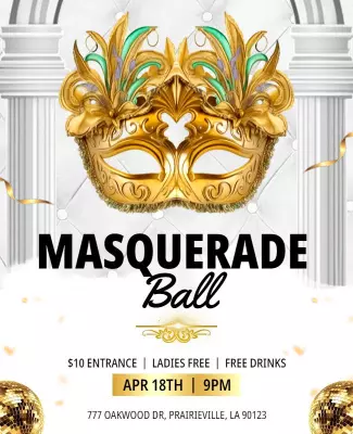 Elegant Masquerade Ball Event Invitation Flyer Template