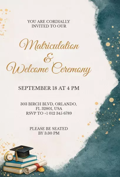 Elegant Matriculation Welcome Ceremony Invitation Template