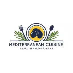 Elegant Mediterranean Design Featuring Olive and Herbs Logo Template