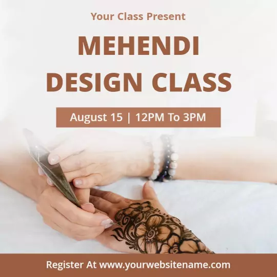 Elegant Mehendi Design Class Registration Promotion Ad Template