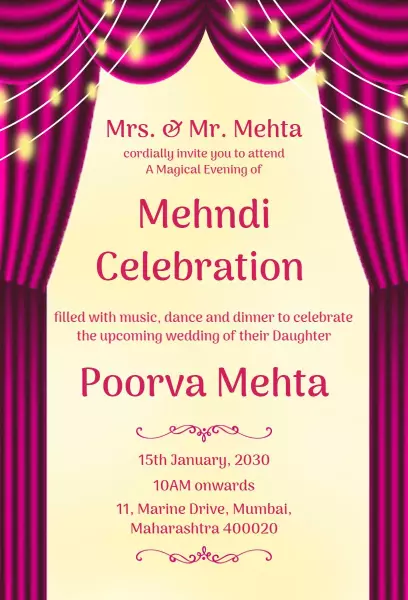Elegant Mehndi Ceremony Celebration Invitation Template