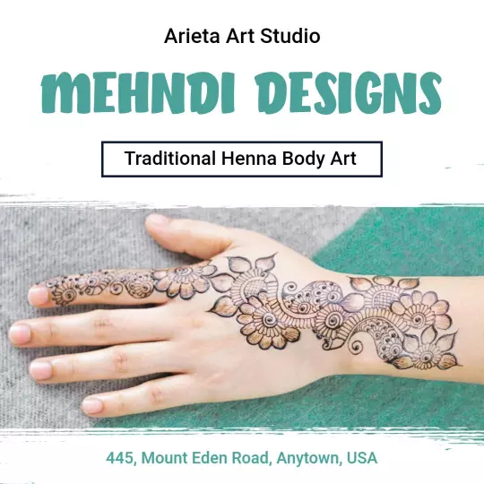 Elegant Mehndi Designs for Traditional Henna Body Art Ad Template