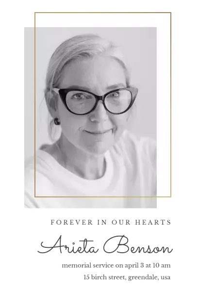 Elegant Memorial Service Tribute Celebration Invitation Template