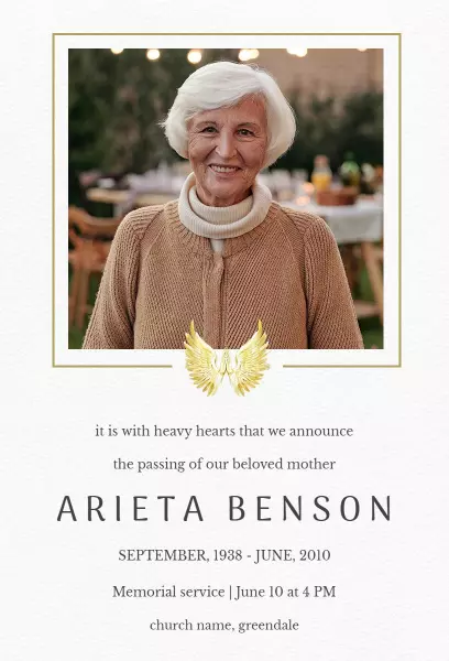 Elegant Memorial Service Tribute Funeral Invitation Template