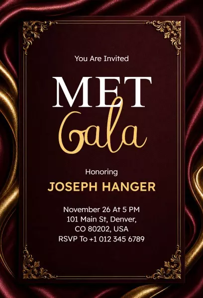 Elegant MET Gala Red Carpet Celebration Invitation Template