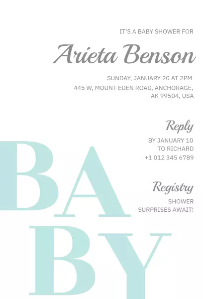 Elegant Minimalist Baby Shower Celebration Invitation Template