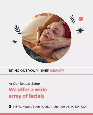 Elegant Minimalist Beauty Salon Facial Services Poster Template