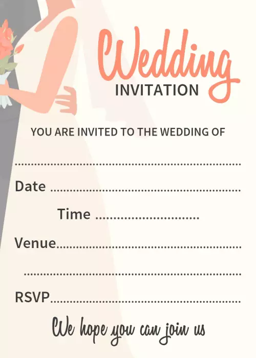 Elegant Minimalist Blank Wedding Celebration Invitation Template