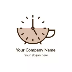 Elegant Minimalist Coffee Time Logo Design with Simple Clock Logo Template