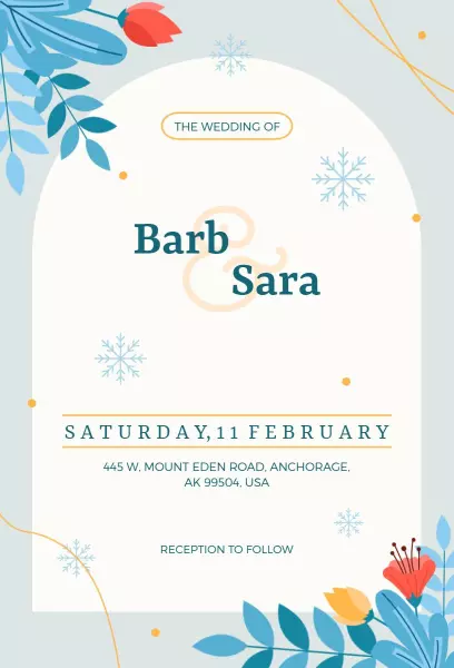Elegant Minimalist Floral Winter Wedding Invitation Template