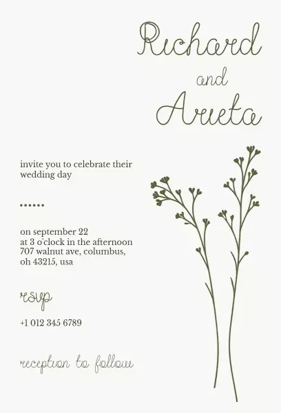Elegant Minimalist Greenery Wedding Celebration Invitation Template