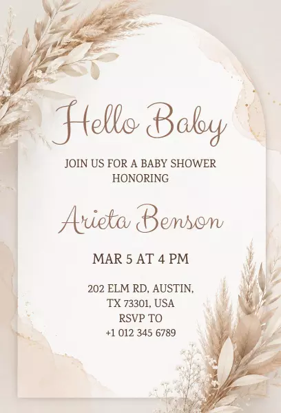 Elegant Minimalist Hello Baby Shower Invitation Template