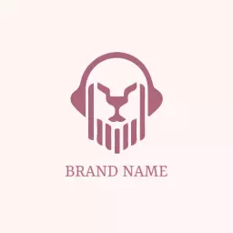 Elegant Minimalist Lion Headphone Design for Music Logo Template