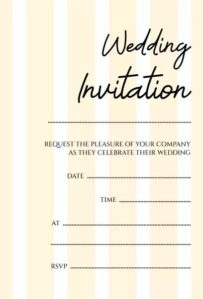Elegant Minimalist Striped Blank Wedding Invitation Template