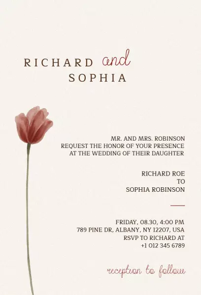 Elegant Minimalist Wedding Ceremony Invitation Template