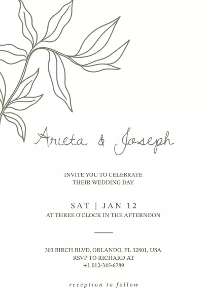 Elegant Minimalist Wedding Day Celebration Invitation Template