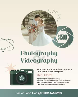 Elegant Mint Green Photography and Videography Package Poster Template