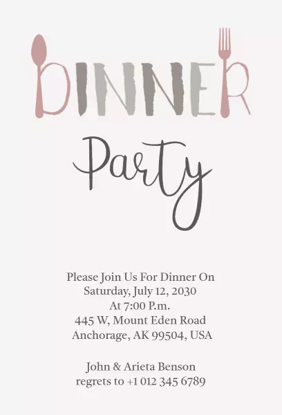 Elegant Modern Dinner Party Celebration Invitation Template