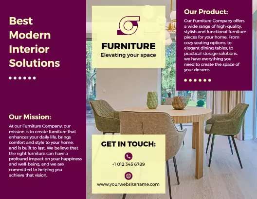 Elegant Modern Furniture Solutions and Interior Design Brochure Template