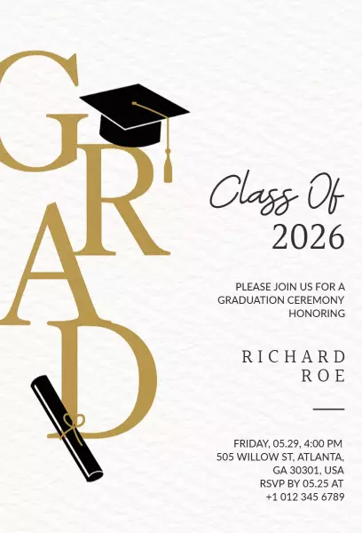 Elegant Modern Graduation Ceremony Celebration Invitation Template