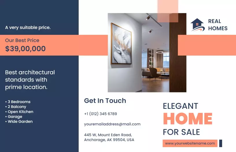 Elegant Modern Home For Sale with Prime Location Brochure Template