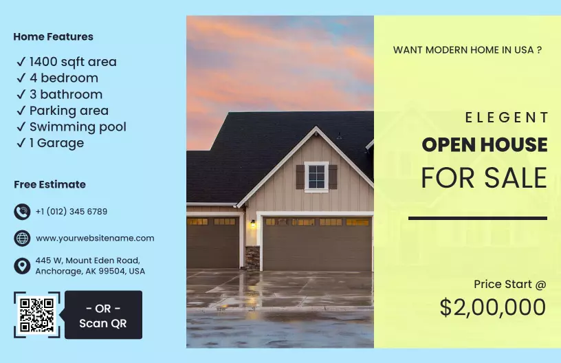 Elegant Modern Home Open House for Sale Brochure Template