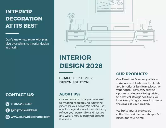 Elegant Modern Interior Design Furniture Solutions Brochure Template